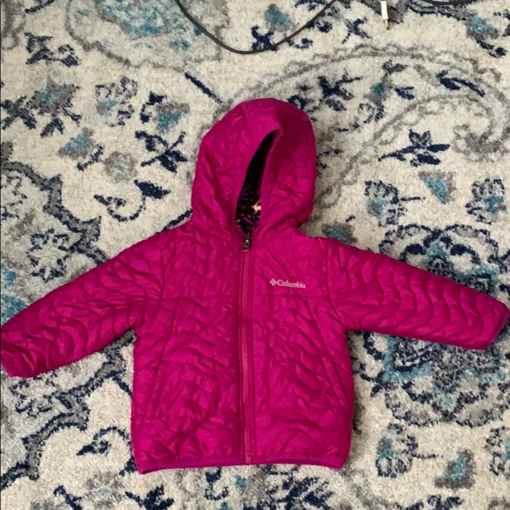 Columbia girls reversible fleece puffed jacket.